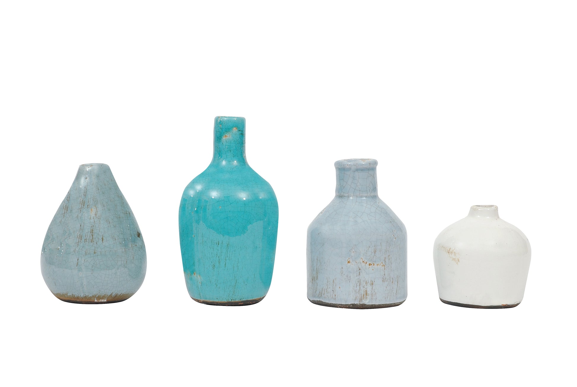 Blue & Ivory Terracotta Vases (Set of 4 Sizes)