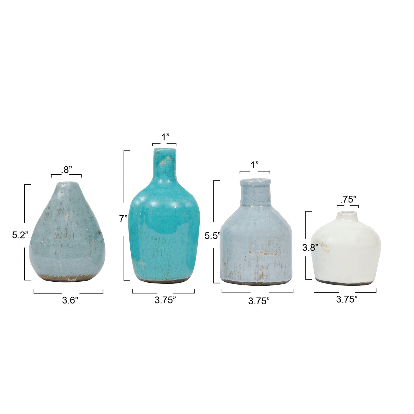 Blue & Ivory Terracotta Vases (Set of 4 Sizes)