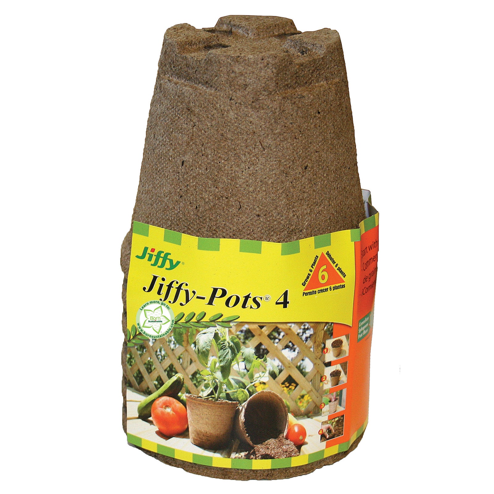 Jiffy 4" Biodegradable Gardening Peat Pots, Pack of 6 FerryMorse