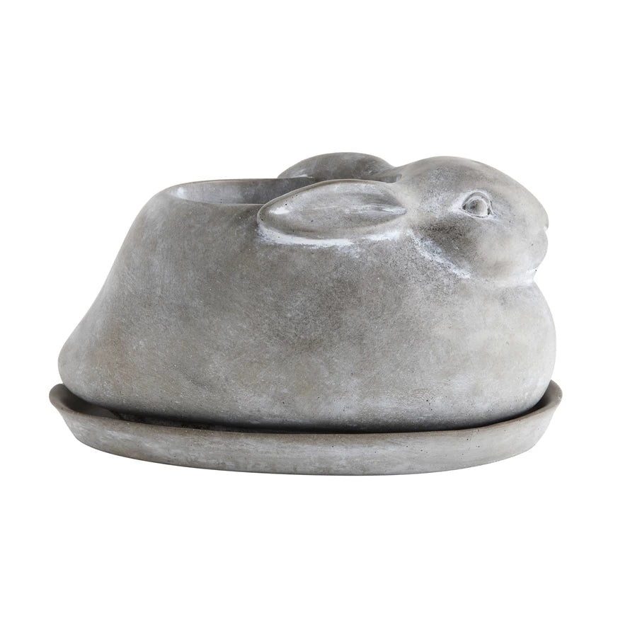 Cement Rabbit Planter Saucer
