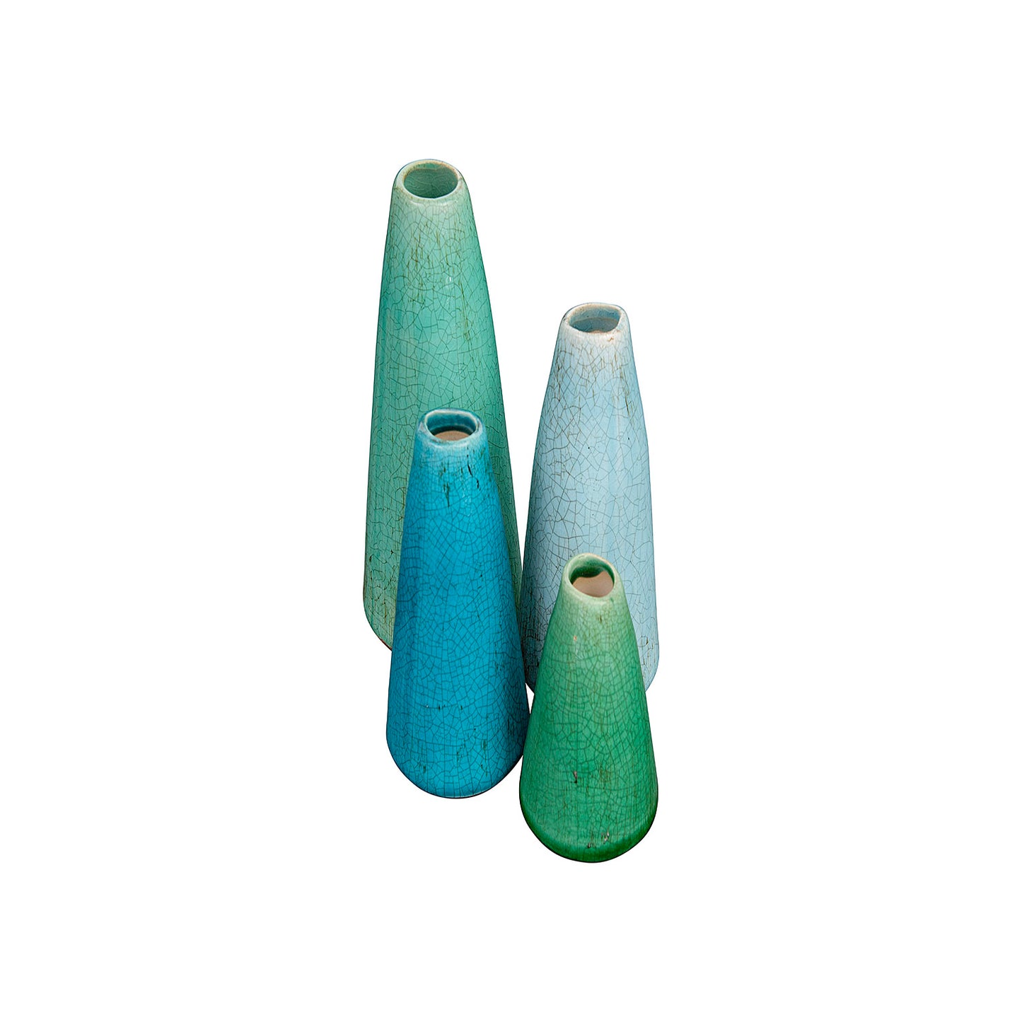 Green & Blue Terracotta Vases (Set of 4 Sizes)