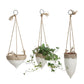 Medium White Stoneware Hanging Planter 6.25" with Jute Rope