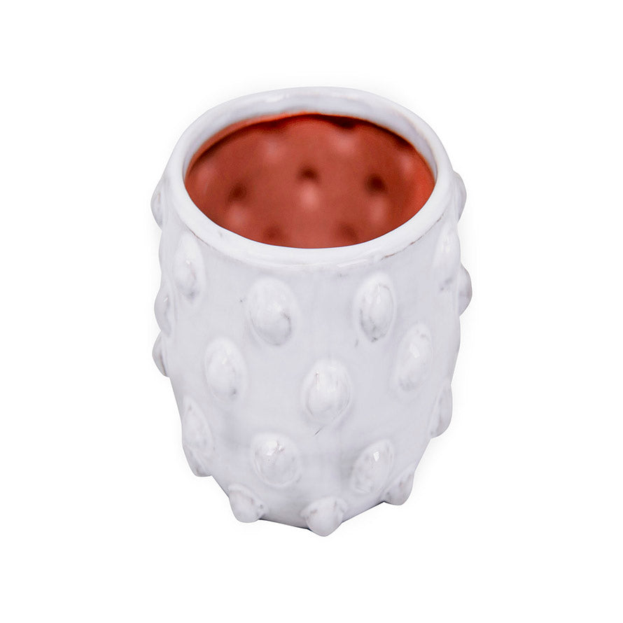 White Terracotta Planter 6.25" with Bubbled Design