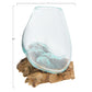 Glass Planter/Vase 7" on Natural Wood Base