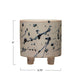 Stoneware Footed Planter with Splatter Design, White & Blue (Holds 5" Pot)