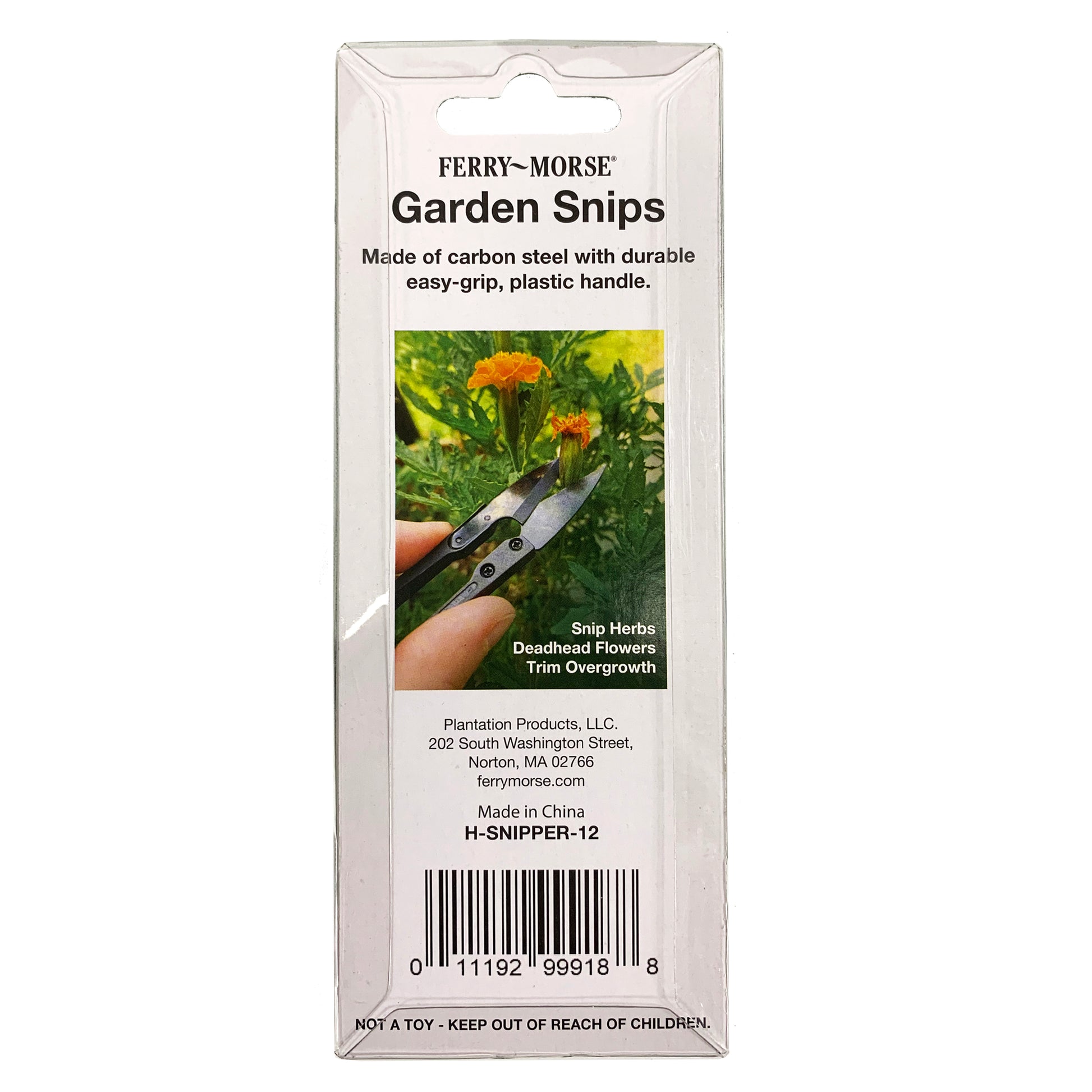 Ferry-Morse Carbon Steel Garden Snipping Scissors, back of packaging.