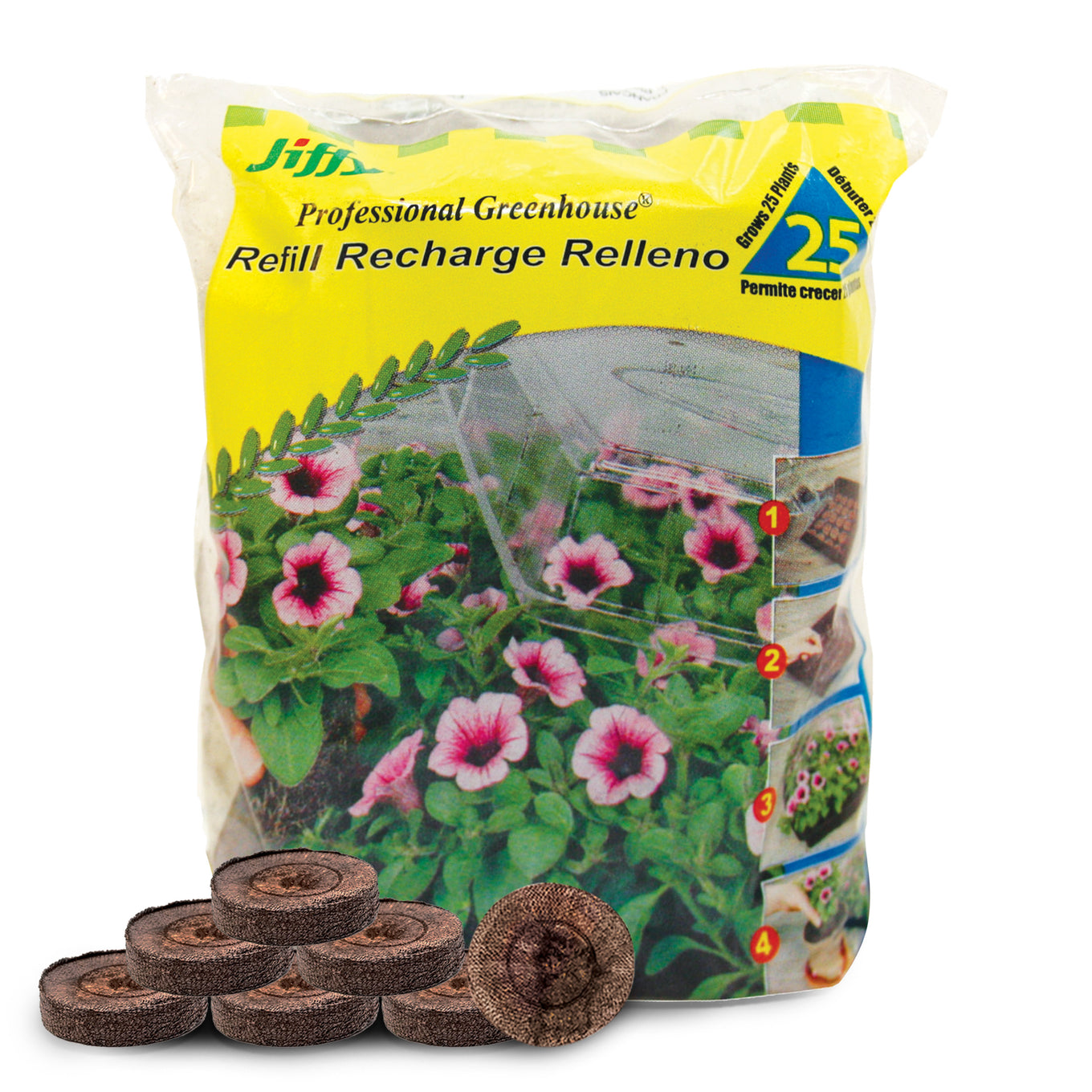 42mm Jiffy Pellets Refill Pack of 25 responsibly sourced peat pellets for seed starting in gardening.