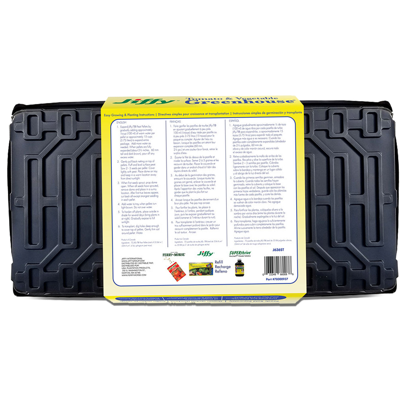 Back of Jiffy Tomato and Vegetable Seed Starting Greenhouse which included easy sowing and growing instructions for even a beginner gardener to follow!
