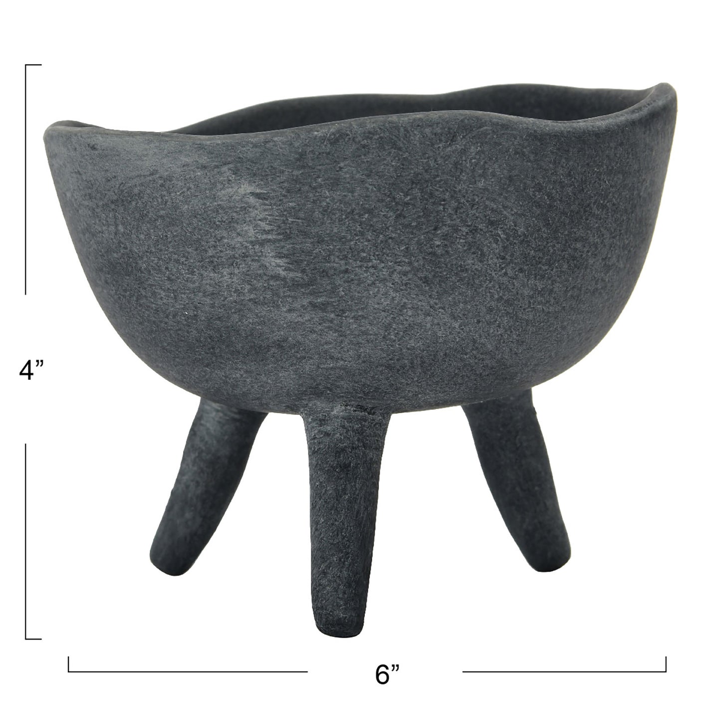 Terracotta Footed Planter 5.5", Matte Black