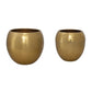 Hammered Metal Planters, Brass Finish, Set of 2