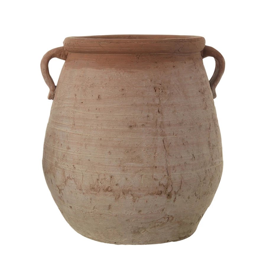 Large & Whitewashed Terracotta Urn