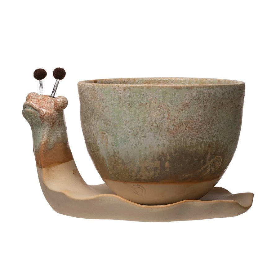 Stoneware Snail Planter, Reactive Glaze, (Each One Will Vary)