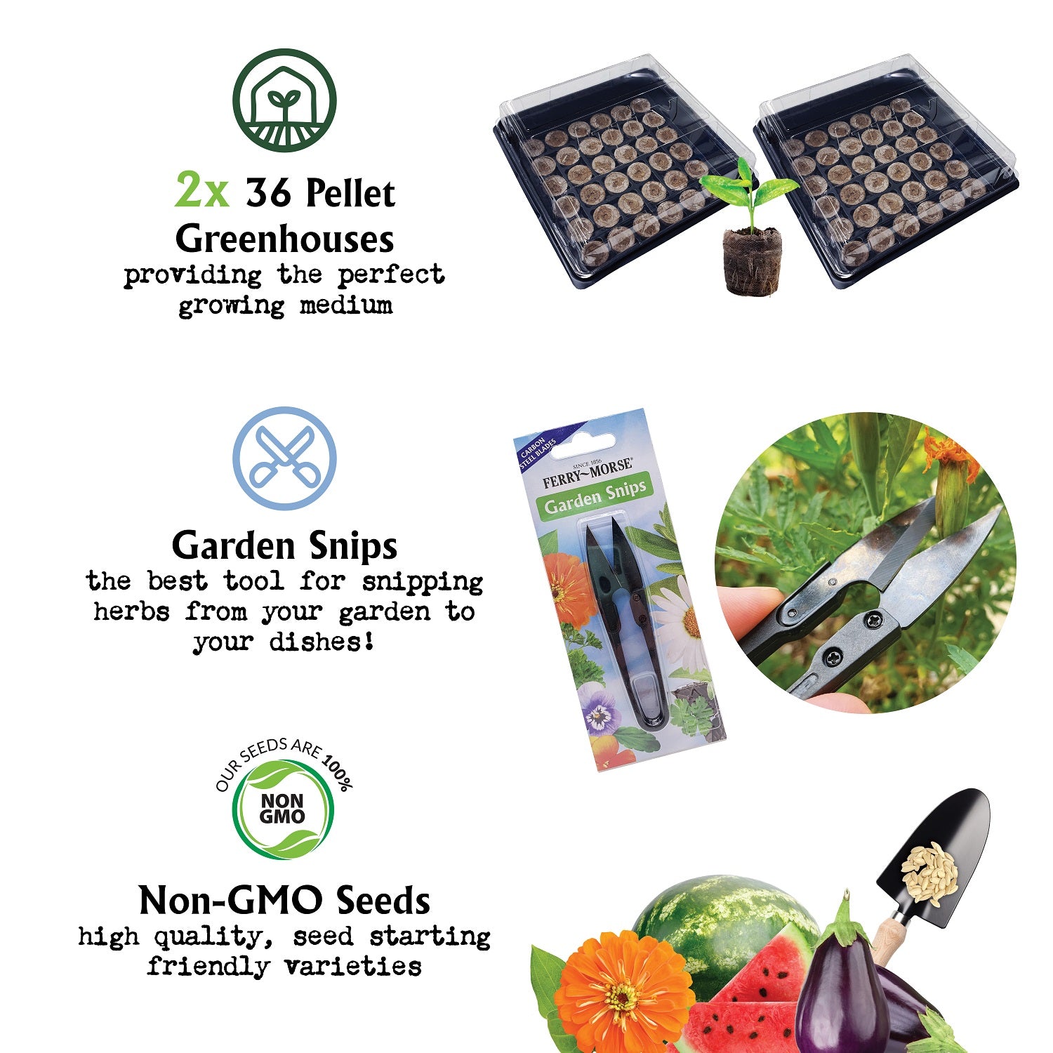 This Aromatherapy Herb Garden Kit provides Non-GMO high quality seeds, the perfect growing medium, the best tool for snipping herbs from your garden to your dishes!