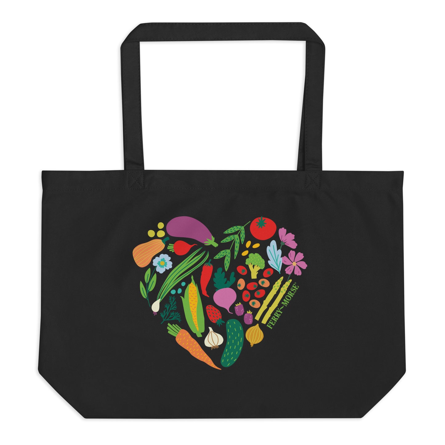 "Garden Heart" Large Organic Cotton Tote Bag
