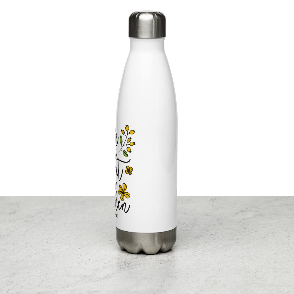 Ferry-Morse 'Ask Me About My Garden' Stainless Steel Water Bottle RIGHT SIDE