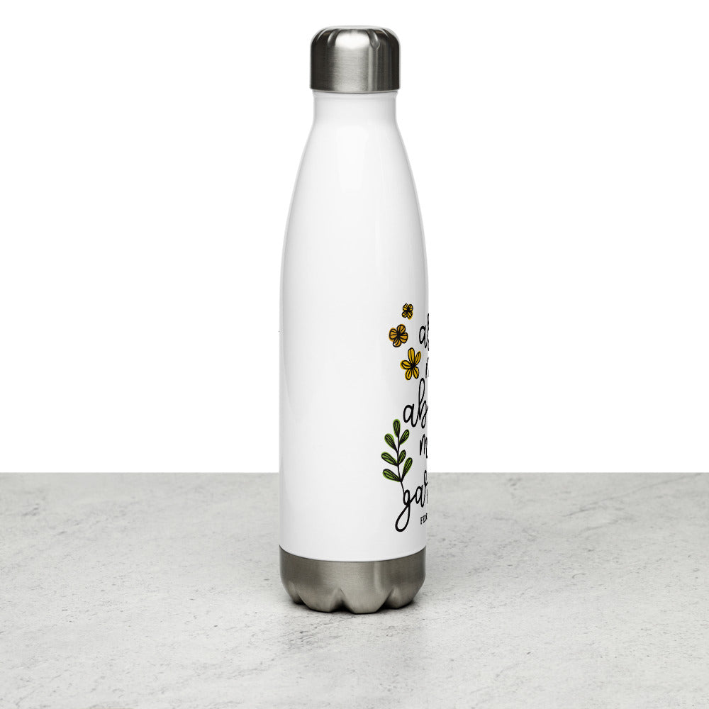 Ferry-Morse 'Ask Me About My Garden' Stainless Steel Water Bottle LEFT SIDE